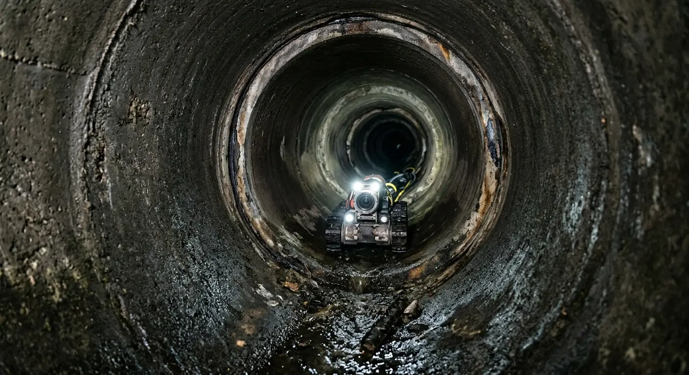 Robotic sewer camera inspecting pipe interior for Drain Snake Service in Lynwood